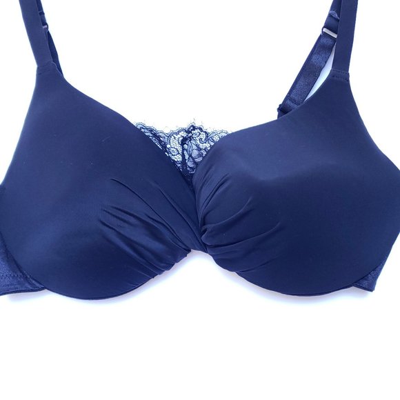 44D Bra Amoureuse Black Lace Cami Bra Underwire Twist Front EXC COND Full Figure - Picture 1 of 11